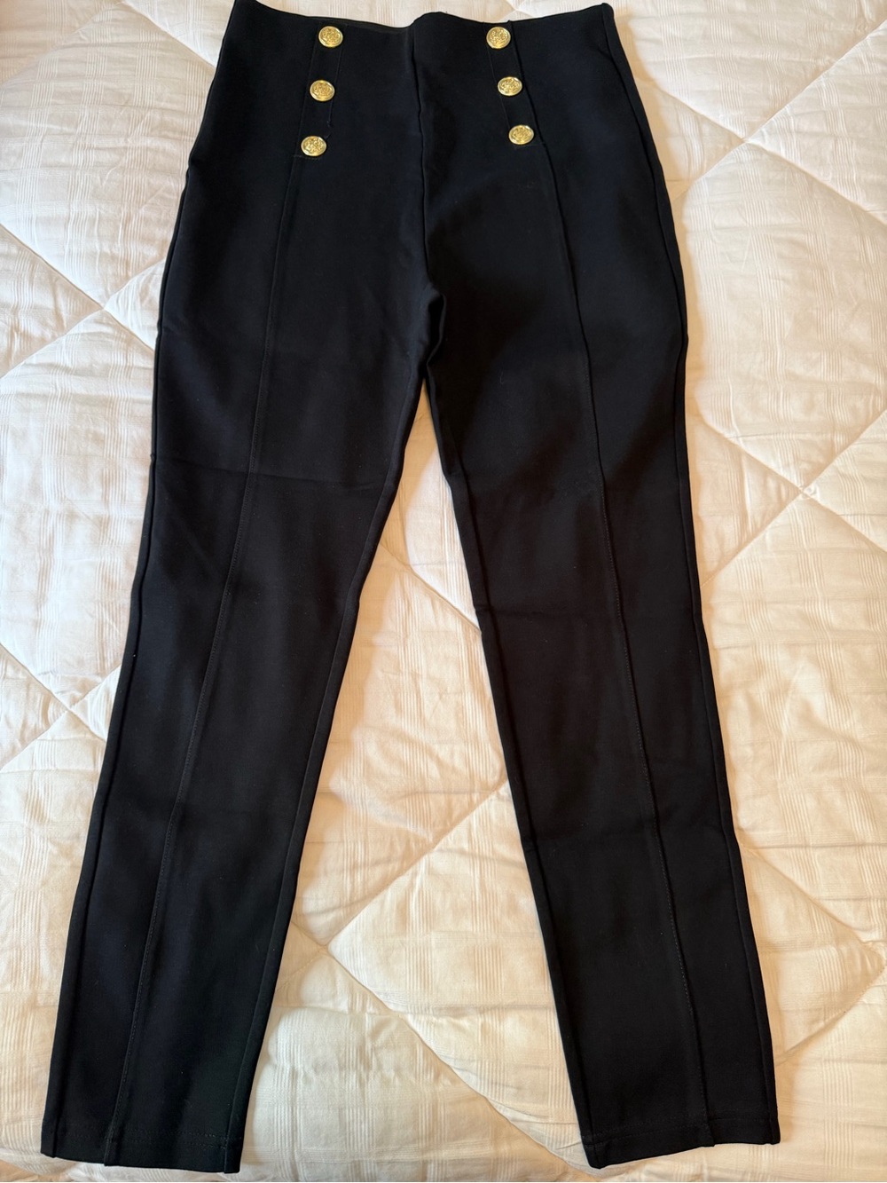 Zara Sailor Ponte Pants High Rise with Gold Button